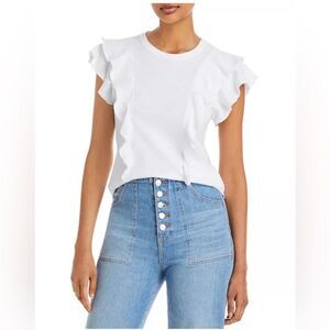 NWOT Veronica Beard Bea Short Sleeve‎ Ruffle Tee - Size XL